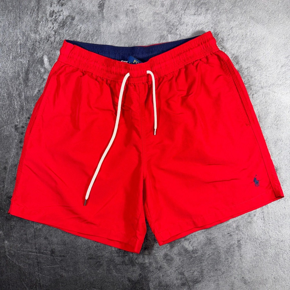 Polo Ralph Lauren Mens Red Swim Trunks Mesh Lined Board Shorts Size Medium